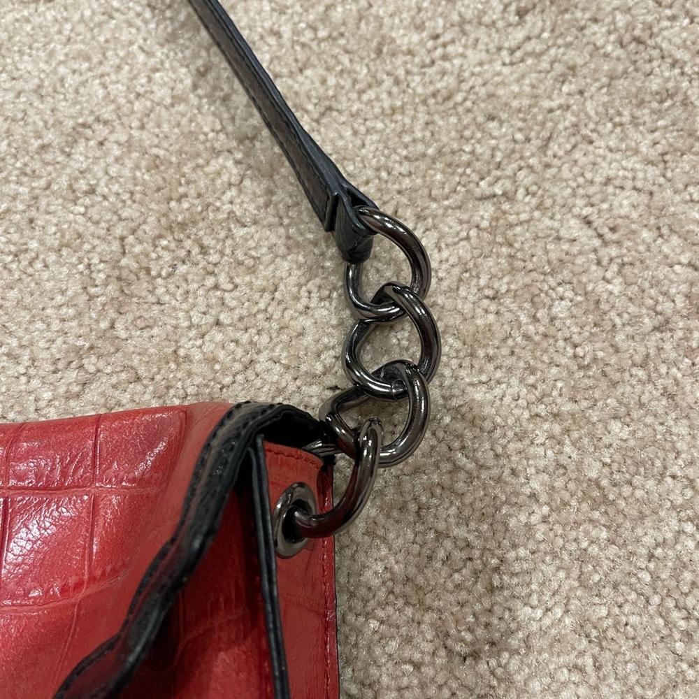 Kate Landry reptile print red leather bag. - Picture 7 of 10
